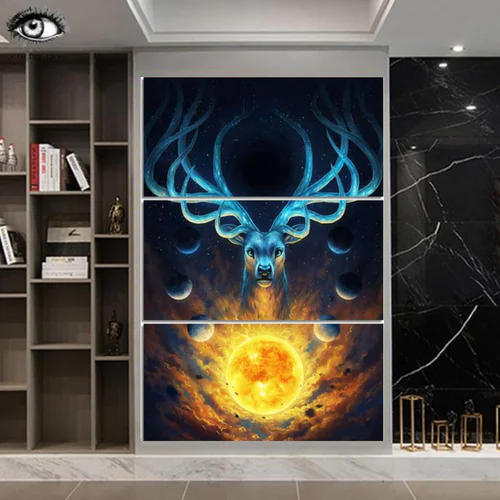 Deer Sun Canvas Wall Art for Home Decoration